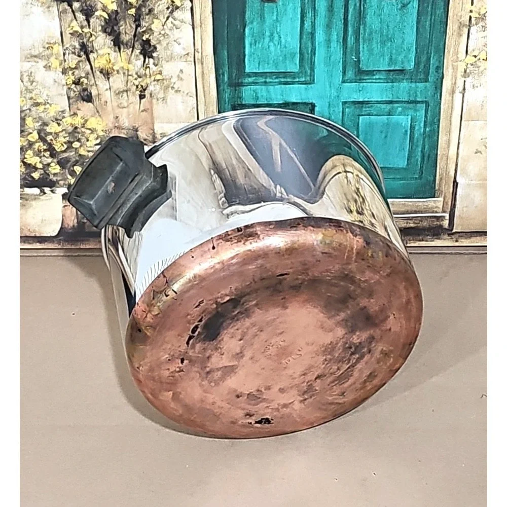 Vintage 1801 Revere Ware‎ 6 Quart Stock Pot Copper Bottom No Lid Clean